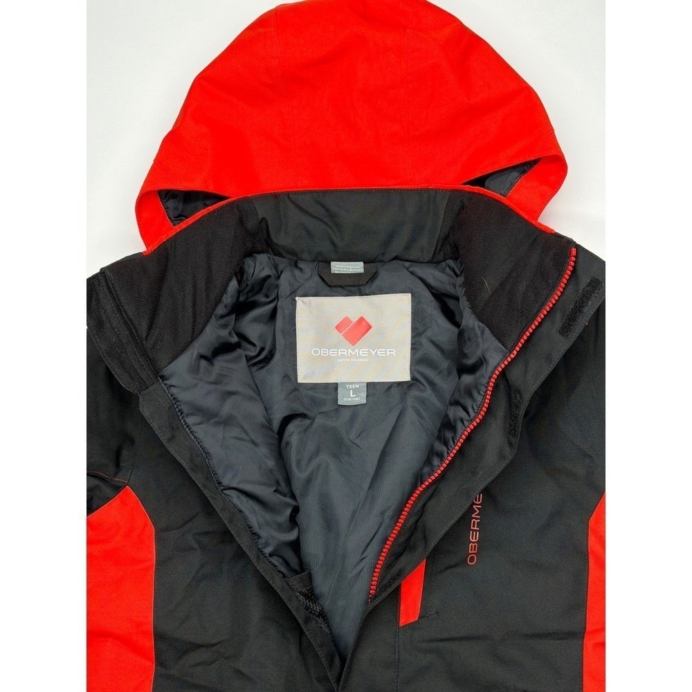 Obermeyer Boys Insulated Fleet Ski‎ Snowboard Jacket Black Red Size L 10000mm - Picture 4 of 11